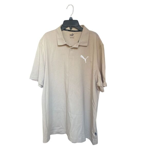 Puma Men’s Cotton Short Sleeve Polo Shirt Tan XL Athletic Golf casual Boatcore - Picture 1 of 8